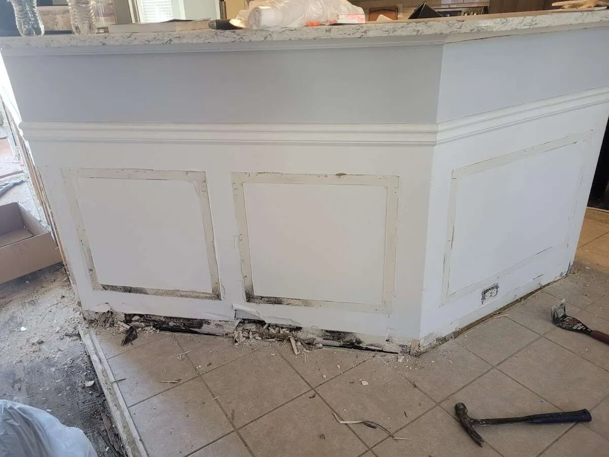 Water damage and mold on kitchen during Sewage Cleanup & Sanitation in Floral City